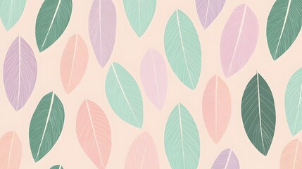 Pastel Leaf Pattern Background Soft  Gentle Colors