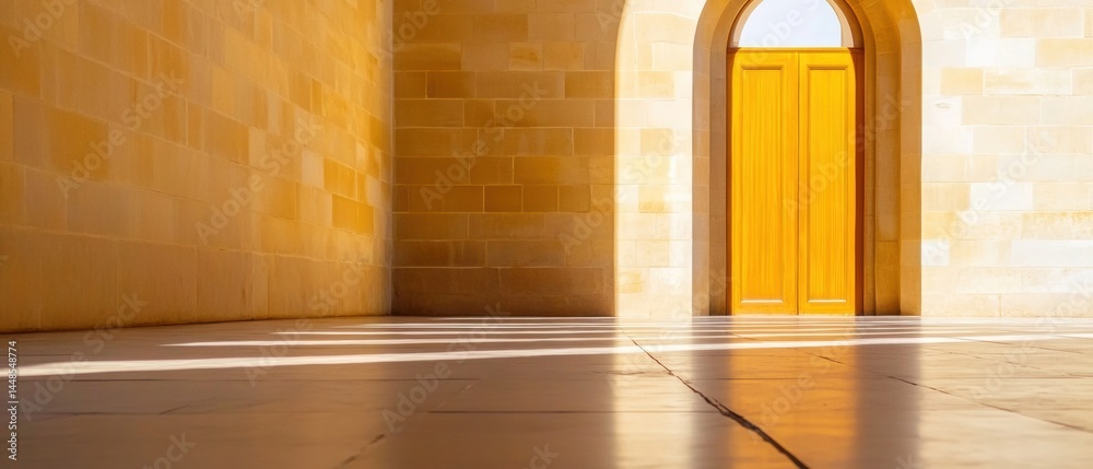Aufkleber golden hour architectural minimalism ethereal stone archway illuminating spatial design with warm su