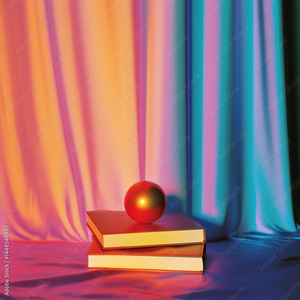 Aufkleber Chromatic Learning Essentials Vibrant Gradient Studio Shot Exploring Knowledge Intersection with Metallic Sphere - Innovative Educational Design and Creative Conceptual Imagery