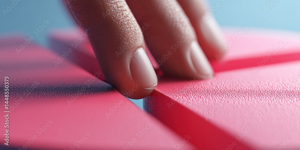 Aufkleber Minimalist Problem-Solving Close-Up of Professional Hand Placing Strategic Puzzle Piece on Textured Surface - Innovative Business Solutions in High-Definition Detail