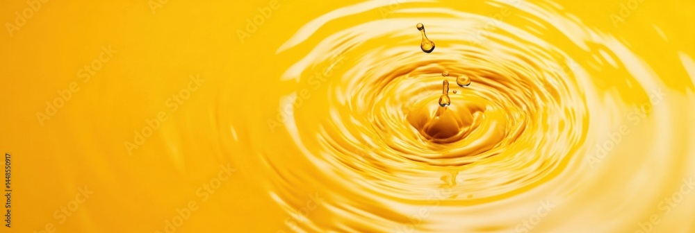 Leinwandbilder liquid dynamics visualization vibrant yellow water droplet impact revealing mesmerizing concentric r