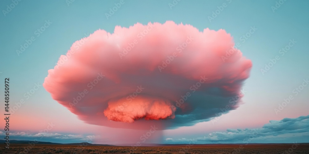 Aufkleber Ethereal Climate Fusion Surreal Meteorological Landscape Revealing Anthropocene Dynamics - Immersive Atmospheric Science Visual Narrative in Pastel Chromatic Spectrum