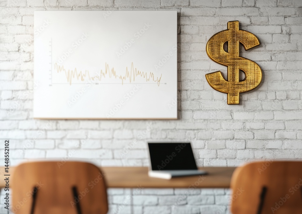 Aufkleber minimalist financial strategy hub sleek urban workspace visualizing modern economic performance with