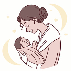 mother and baby vector silhouette 