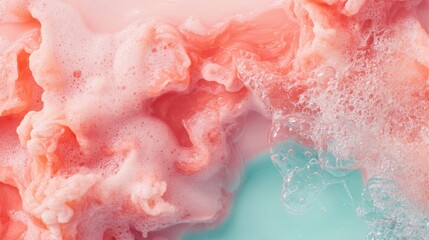 Fototapeta premium Ethereal Fluid Dynamics Coral and Aqua Abstract Texture - Trending Aesthetic Creativity for Digital Art, Marketing, and Innovative Visual Branding Experiences