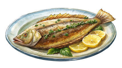 A Delicious Baked Lemon Herb Sole Fish on a Plate
