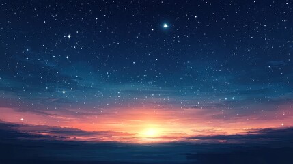Fototapeta premium Starry night sky meets sunrise