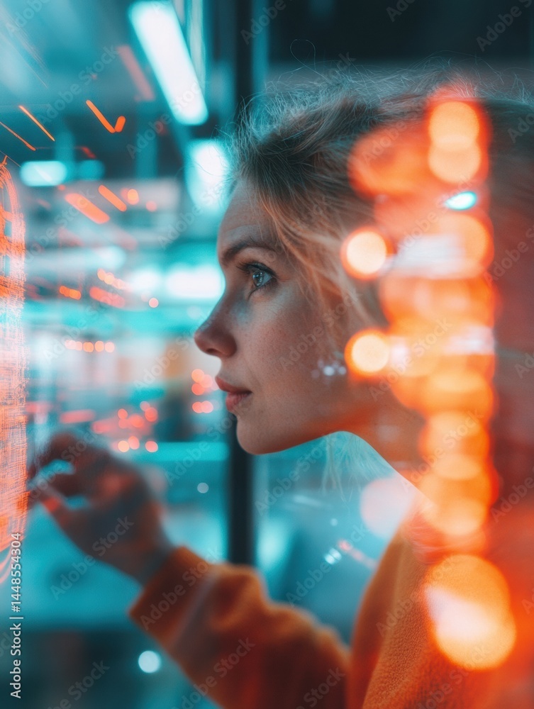 Poster futuristic digital interface exploration next-gen professional interacting with immersive ar technol