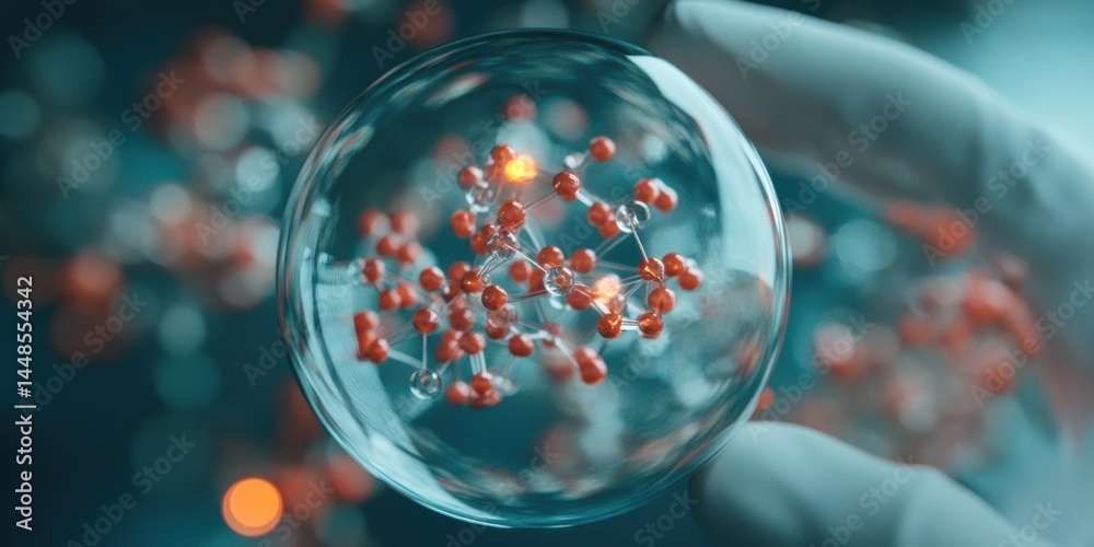 Poster Immersive Microscopic Science Advanced Molecular Research Visualization in Pristine Lab Environment - Cutting-Edge Biotech Innovation and Precision Diagnostic Imagery