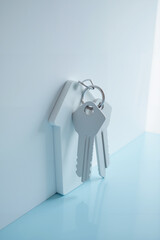 a house key is hanging from a key ring