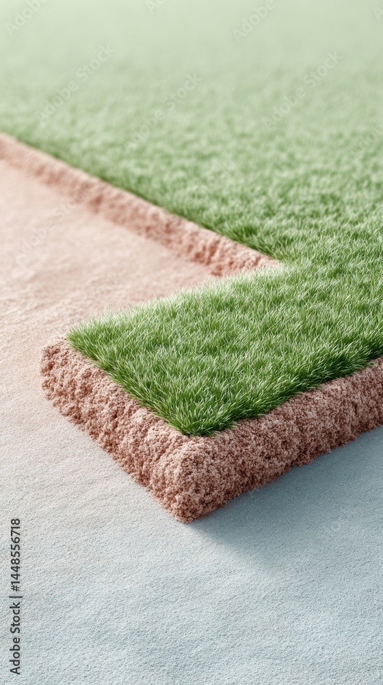 Poster Precision Landscape Design Minimalist Textural Gradient Showcasing Architectural Grass-to-Clay Surface Transition for Modern Sustainable Environments