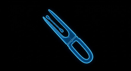 Obraz premium Futuristic glowing blue clothes peg on black background