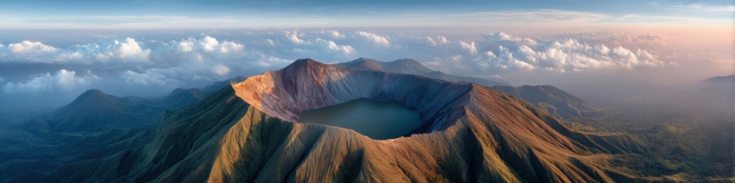 Fototapeta Ethereal Volcanic Horizons Cross Day El Salvador Landscape - Sustainable Eco-Tourism Panorama of Santa Ana Volcanos Majestic Geological Heritage in  Aerial Perspective