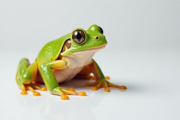 Obraz premium Frog sitting on white flat surface, surface, flat, peaceful