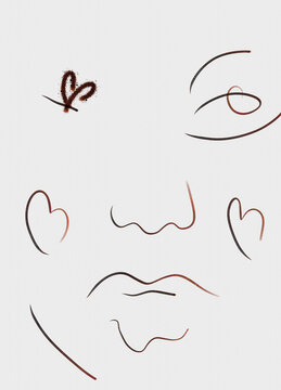 line art female face drawing 