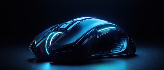 Fototapeta premium Sleek gaming mouse with vibrant lighting on display