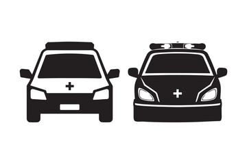 Ambulance Car Front View Silhouette Vector Illustration for Emergency Medical Design