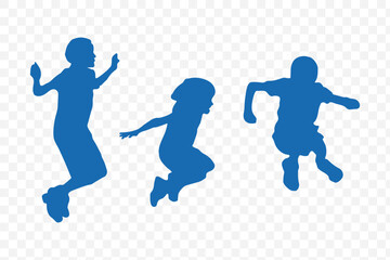 Seamless pattern of jumping children (kids), silhouette colorful. Vector illustration. EPS 10.