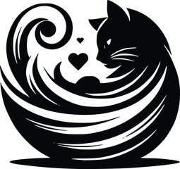 Cat Vector, Cat outline vector, cat Illustrations, Cat Heart SVG PNG, Cat Love Vector, t-shirt designs, Silhouette, vector, Symbol, Illustrations, cricut,  print template, Graphics, SVG Design