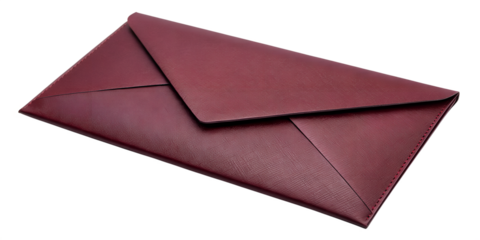 a luxurious burgundy envelope on white background