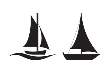 Silhouette Sailboat Vector Clipart Nautical Boat Illustrations