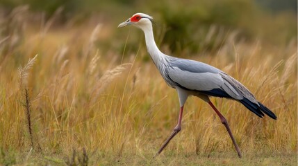 Obraz premium Kori Bustard Striding Through Grassland
