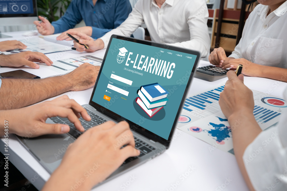 Aufkleber e-learning website with brisk sofware for student to study online on the internet network