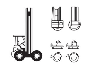 Detailed Line Art Illustration of Telehandler Machinery