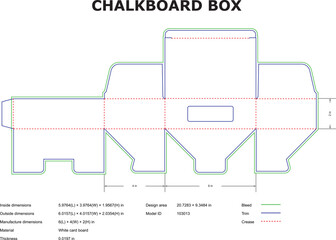 Chalkboard Box Packaging Template Design With Dimensions For Manufacturing And Die Cutting