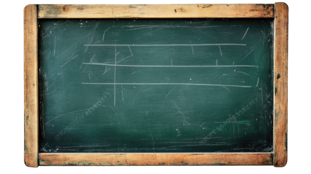 A vintage chalkboard with faint chalk lines. set against a rustic wooden frame. ideal for educational or artistic themes. showcasing a blank canvas for creativity