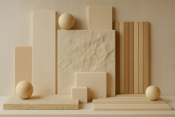 Sculptural Wood and Stone Composition