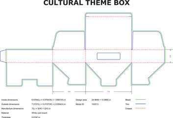 Cultural Theme Box Die Cut Template For Product Packaging Design Layout