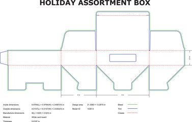Holiday Assortment Box Die Cut Template Packaging Design Layout For Printing