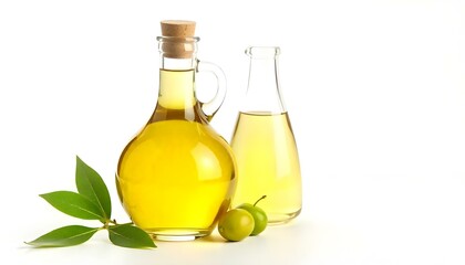 Bottle of olive oil and vinegar isolated on white background