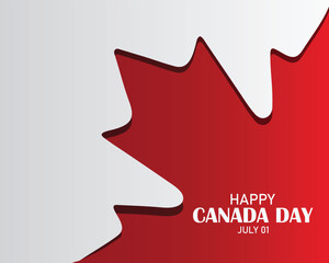 Happy Canada Day background with red maple leaf. vector illustration. paper art style