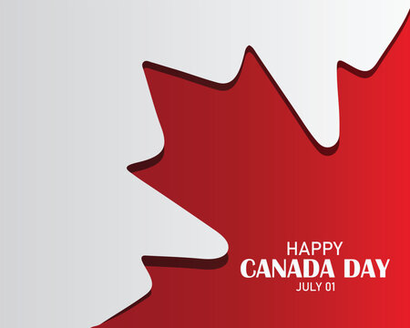 Happy Canada Day background with red maple leaf. vector illustration. paper art style