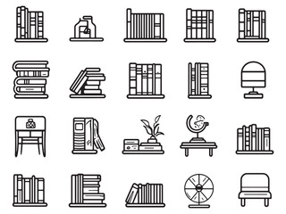 Detailed Line Art of Public Library Building