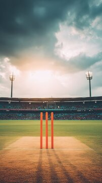 Fototapeta National Volunteer Week Spotlight Dramatic Cricket Stadium Symbolizes Community Spirit, Teamwork, and Passion in Recreational Sports Leadership