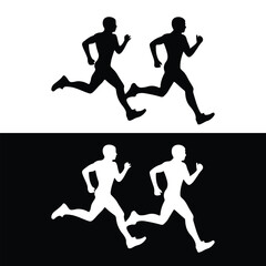 Jogging. Running men silhoutte vector illustration.