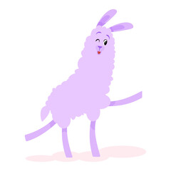 Purple funny llama in funny pose