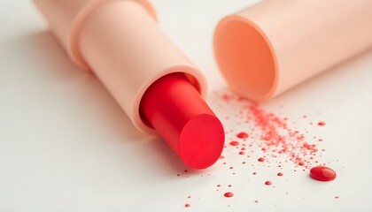 Red lipstick isolated on white background