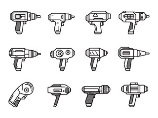 Detailed Power Drill Line Art Vector Design