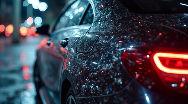 
film photo, hyper detailed complex hypermaximalist closeup portrait photography, A 2025 AMG CLA45s is morphing into a disintegrating melting ghostly noisy databending glitch wave, mirror reflecti