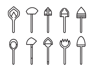 Detailed Shovel Head Design in Simple Line Art Style