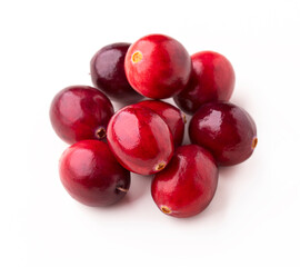 Cranberry isolated on white. 
Heap of cranberries isolated on white background. 