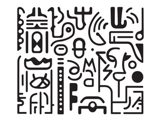 Detailed Street Art Mural Urban Style Line Drawing