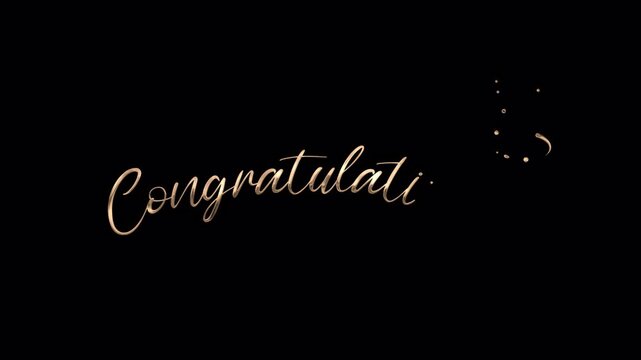 Congratulations Text Animation Lettering Text Animation with green leaf. Handwriting animation to celebrate. High Quality 4K Video Alpha Channel