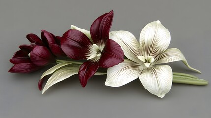 Fototapeta premium Elegant Maroon and Cream Artificial Flower Brooch