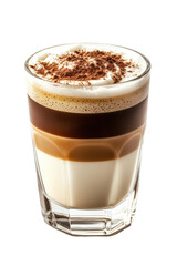 Isolated Layered Coffee with Chocolate Topping