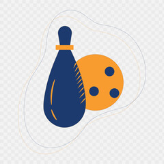 Bowling pin and bowling ball icon. Strike, spare sign. Vector